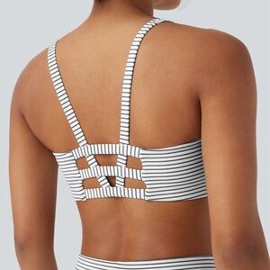 Halara Like New White Striped Women's Sports Bra